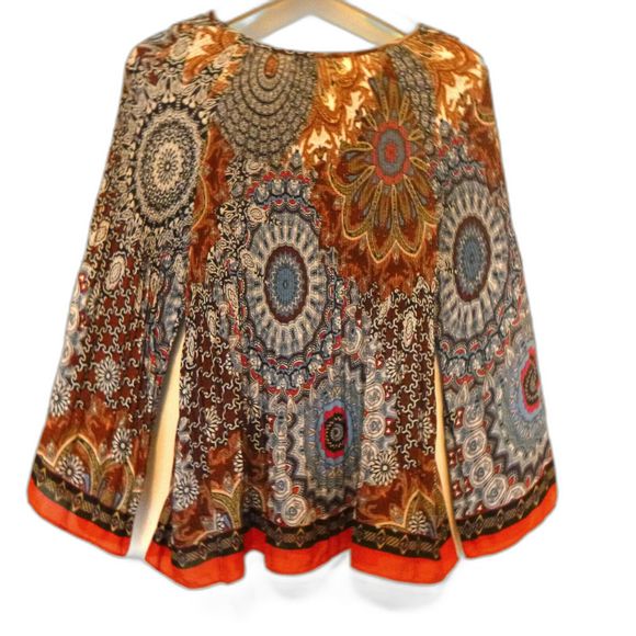 Melissa Paige Tunic Top Medium Fiesta Print Crinkle Colorful Cutout Flowy - Picture 3 of 8